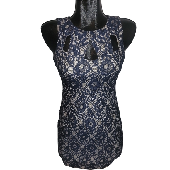 Ark & Co Dresses & Skirts - Ark & Co Navy Lace Sleeveless Cocktail Sheath Dress Size S